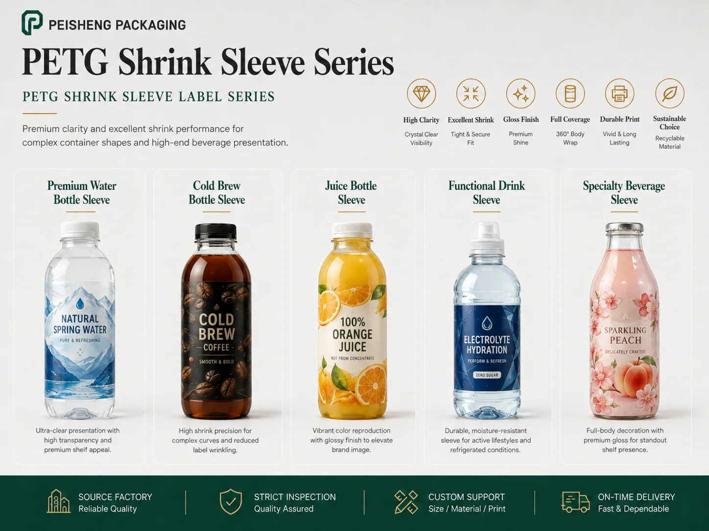 PETG shrink sleeve labels for premium bottles